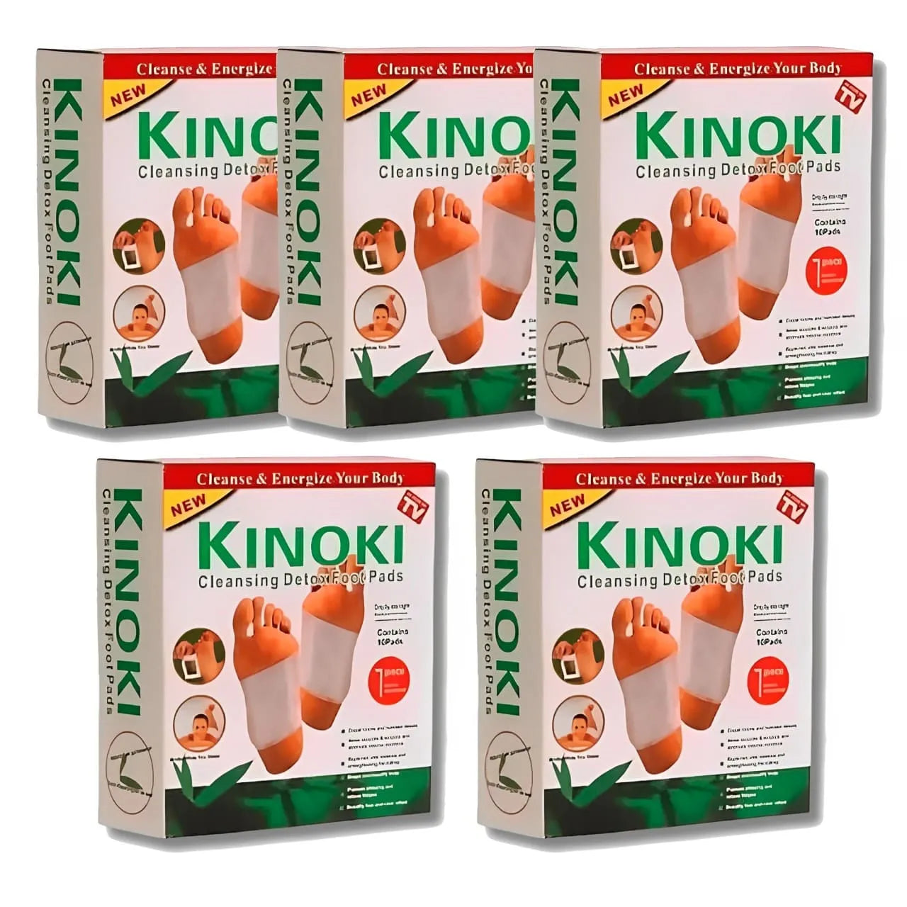 Kit 5 Pacotes Adesivos Kinoki Para os Pés - Renovação e Vitalidade