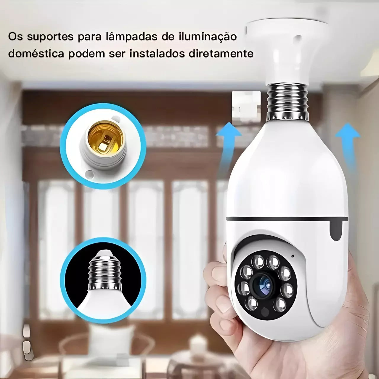 Kit 2 Lâmpada Câmera de Segurança Wifi Giratória com Detector de Movimento