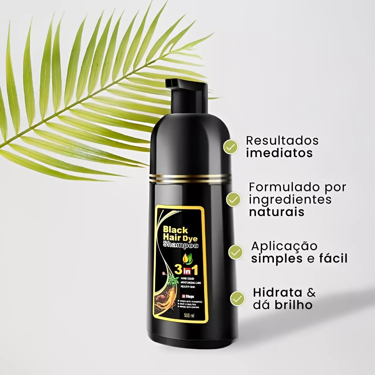 Kit 3 Shampoo Black Hair Dye - Escurecedor de Cabelo e Barba