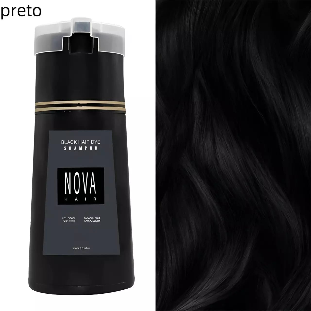 Kit 2 Nova Hair Unissex - Shampoo Escurecedor de Cabelo