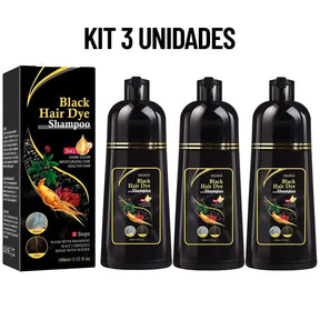 Kit 3 Shampoo Black Hair Dye - Escurecedor de Cabelo e Barba